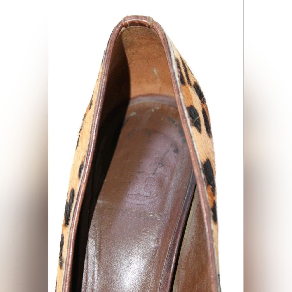 Tory Burch Designer Celina Leopard Animal Print Heels Pump Gold Logo 7 - Picture 10 of 11